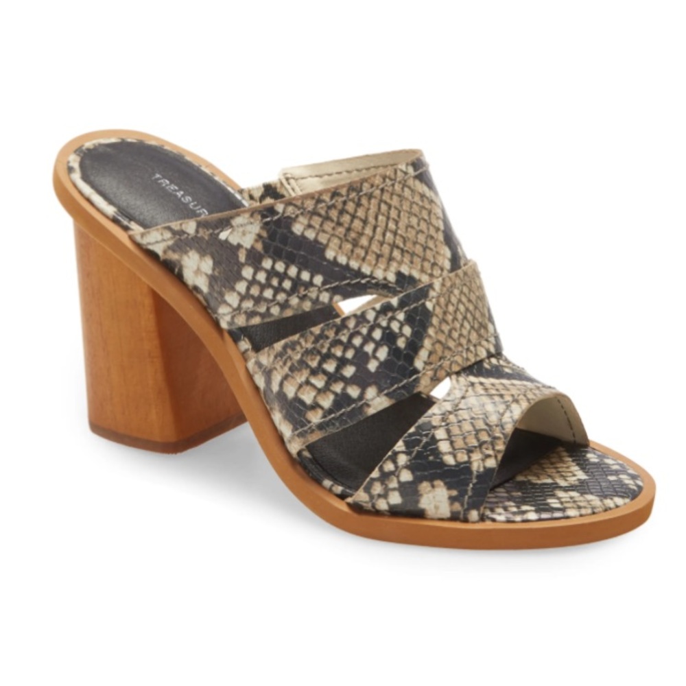 Treasure & Bond Allie Block Heel Slide Sandal Size 7 Snake print